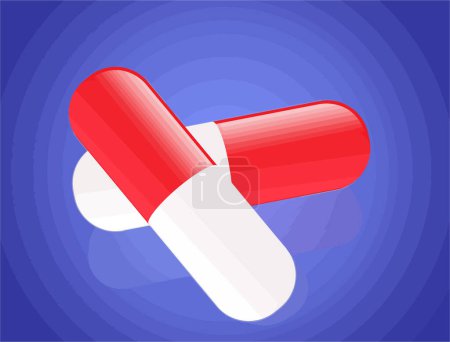 Téléchargez les illustrations : Icône de pilules médicales vectorielles rouges et blanches - en licence libre de droit