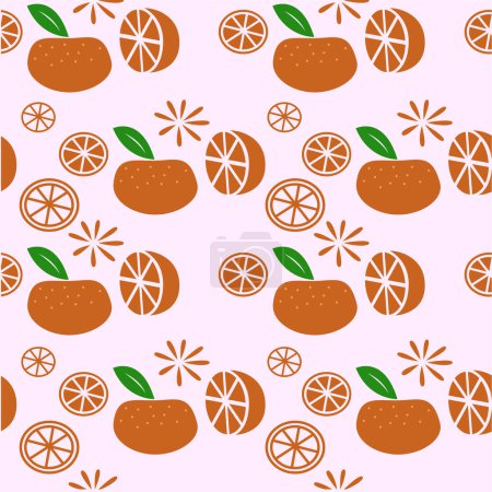 Illustration for Seamless vector pattern with oranges and leaves - Royalty Free Image