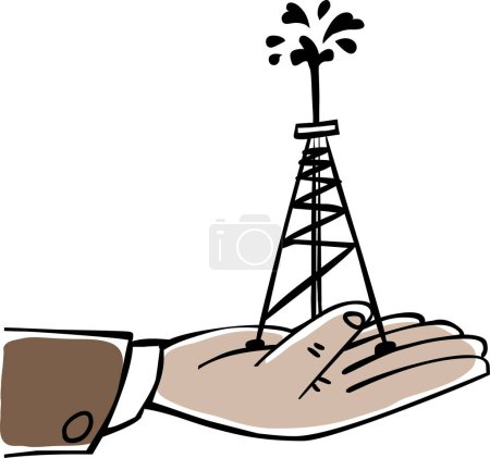 Illustration for Vector illustration of hand with a tower - Royalty Free Image
