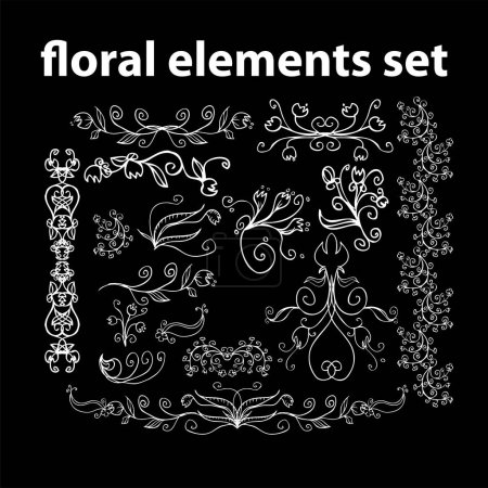 Ilustración de Vector conjunto de elementos ornamentales florales para el diseño - Imagen libre de derechos
