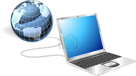 Illustration for 3 d laptop with globe and mouse - Royalty Free Image