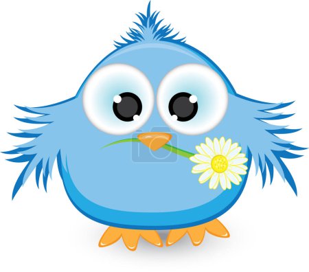 Téléchargez les illustrations : Oiseau bleu avec fleur bleue, illustration vectorielle - en licence libre de droit