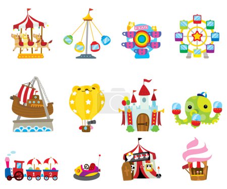 Illustration for Cute cartoon toy icons set, vector illustration - Royalty Free Image