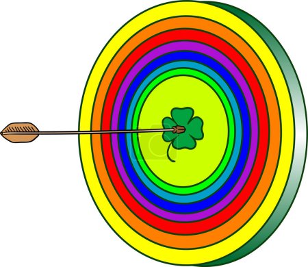 Ilustración de Santo patricks fondo del día con arco iris, hoja de trébol, trébol y flecha - Imagen libre de derechos