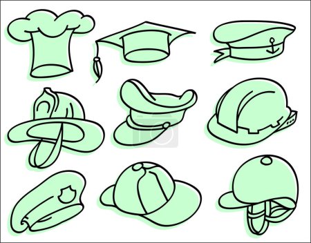 Illustration for Set of different hats and caps - Royalty Free Image