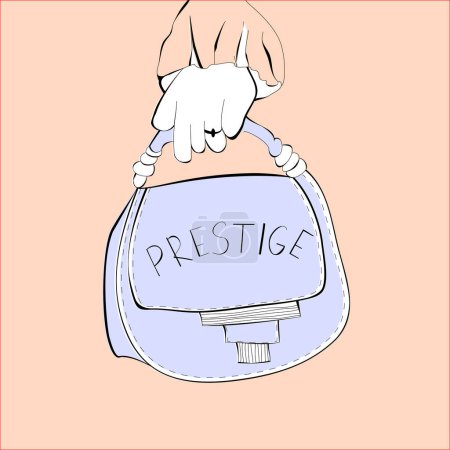Illustration for Bag with inscription prestige, vector illustration simple design - Royalty Free Image