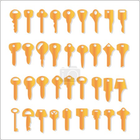 Illustration for Set of different types of keys on a white background - Royalty Free Image
