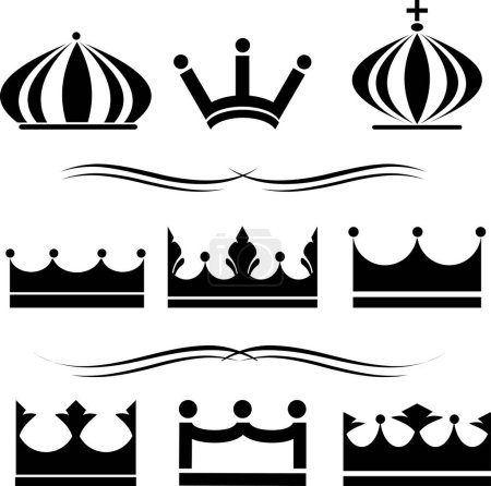 Ilustración de Conjunto de coronas reales - Imagen libre de derechos