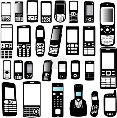 Ilustración de Iconos del teléfono móvil, ilustración vectorial - Imagen libre de derechos