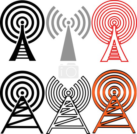 Illustration for Radio tower icons set - Royalty Free Image