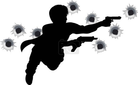 Ilustración de Hombre con un arma sobre un fondo blanco - Imagen libre de derechos