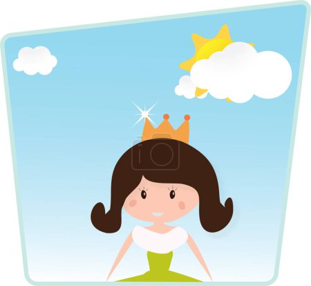 Téléchargez les illustrations : Little princess on sunny day. vector illustration - en licence libre de droit