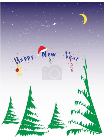 Téléchargez les illustrations : Bonne année carte de vœux. Illustration vectorielle - en licence libre de droit