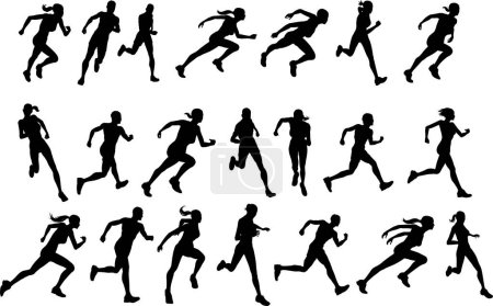Illustration for Vector silhouettes of people in a sports suit on a white background - Royalty Free Image