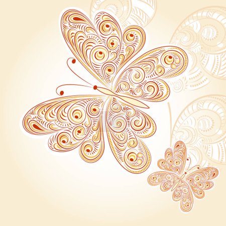 Illustration for Vector abstract background with Butterflies, floral pattern - Royalty Free Image