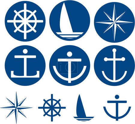 Illustration for Set of nautical elements. vector illustration - Royalty Free Image