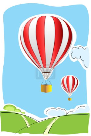 Illustration for Hot balloons in the clouds - Royalty Free Image