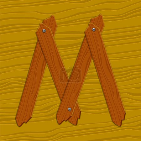Téléchargez les illustrations : Lettre M alphabet en bois - en licence libre de droit