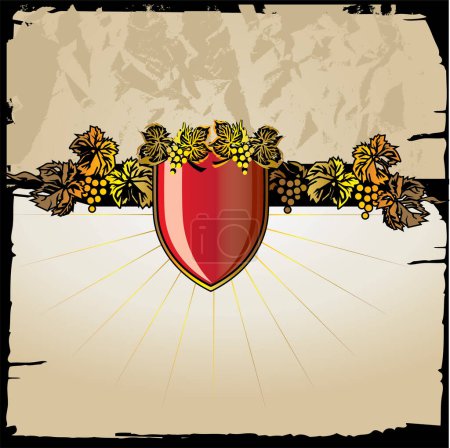 Ilustración de Vector vintage escudo heráldico con elementos florales. - Imagen libre de derechos