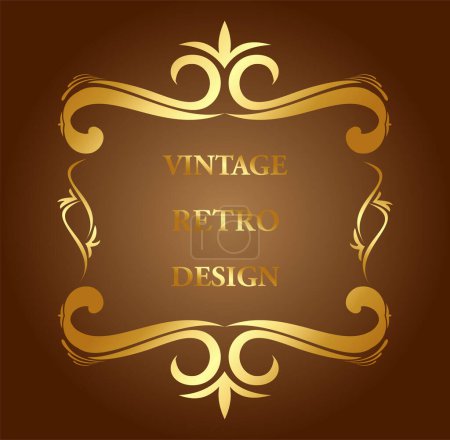 Ilustración de Diseño vintage con adorno de oro - Imagen libre de derechos