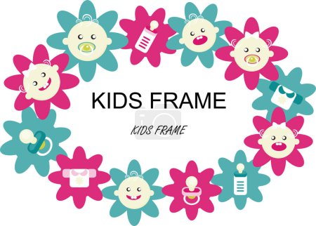 Illustration for Kids toys frame with frame, vector illustration - Royalty Free Image