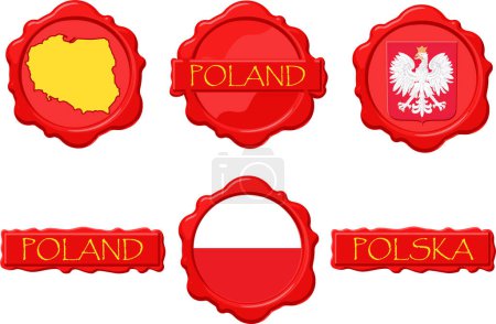 Ilustración de Conjunto de pegatinas de polonia - Imagen libre de derechos