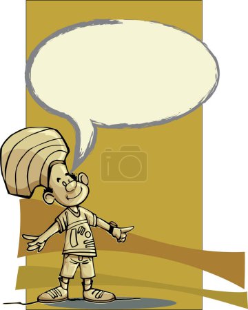 Illustration for Cartoon boy in casual clothes with speech bubble - Royalty Free Image