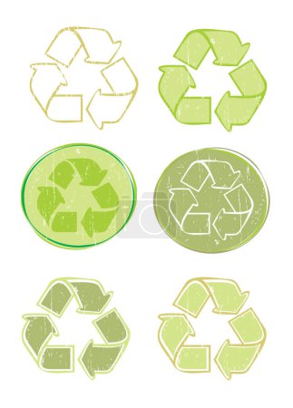 Téléchargez les illustrations : Ensemble de panneaux de recyclage, illustration vectorielle - en licence libre de droit