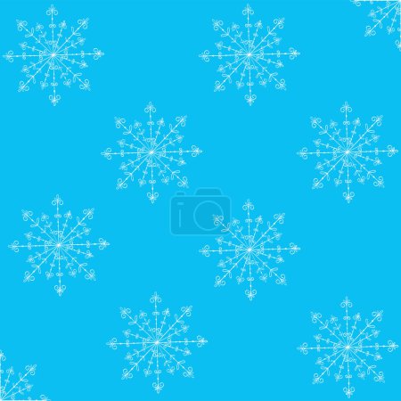 Illustration for Seamless pattern with snowflakes on blue - Royalty Free Image