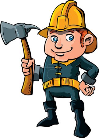 Illustration for Cartoon worker holding hammer - Royalty Free Image