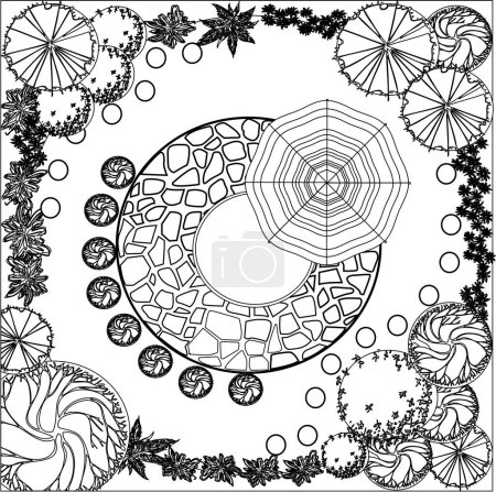 Ilustración de Ilustración vectorial con flores decorativas, página para colorear - Imagen libre de derechos