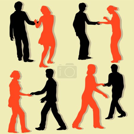 Illustration for Silhouettes of dancing couples in different poses - Royalty Free Image