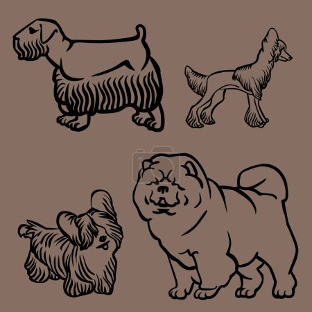 Téléchargez les illustrations : Jeu d'illustration vectorielle chien - en licence libre de droit