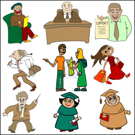 Ilustración de Dibujos animados de diferentes profesiones - Imagen libre de derechos