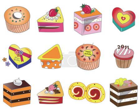 Illustration for Vector collection of sweets and cakes - Royalty Free Image