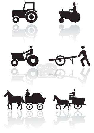 Illustration for Set of silhouettes of agricultural icons. vector illustration - Royalty Free Image