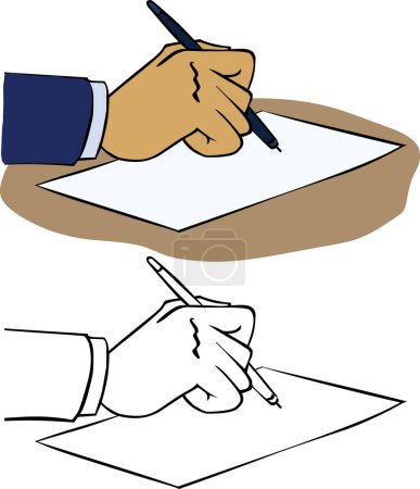 Illustration for A hand drawn illustration of a businessman signing a contract - Royalty Free Image