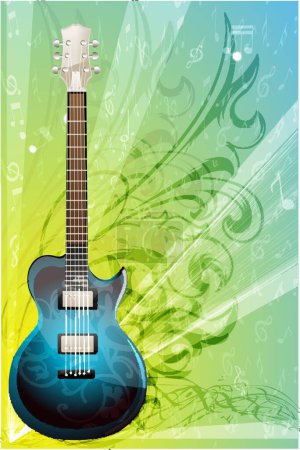Illustration for Illustration of musical note with electric guitar - Royalty Free Image