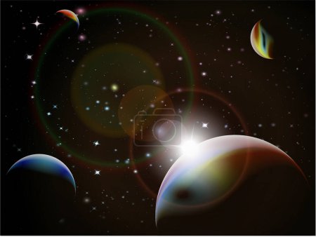 Illustration for Eclipse - Fantasy Space scene, highly detailed vector illustration - Royalty Free Image
