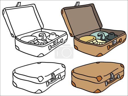 Téléchargez les illustrations : Ensemble de valise avec bagages, illustration vectorielle. - en licence libre de droit