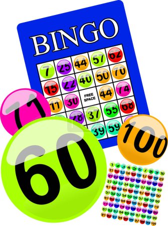 Téléchargez les illustrations : Boules et numéros de bingo colorés - en licence libre de droit