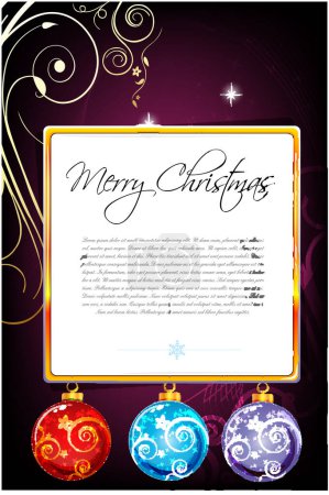 Ilustración de Tarjeta de felicitación de Navidad vectorial con bolas - Imagen libre de derechos