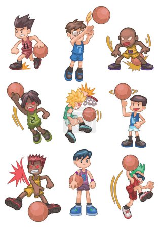 Téléchargez les illustrations : Illustration d'un ensemble de joueurs de basket - en licence libre de droit