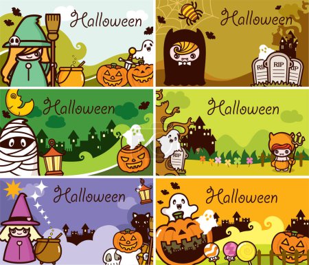 Téléchargez les illustrations : Ensemble d'icônes d'Halloween - en licence libre de droit