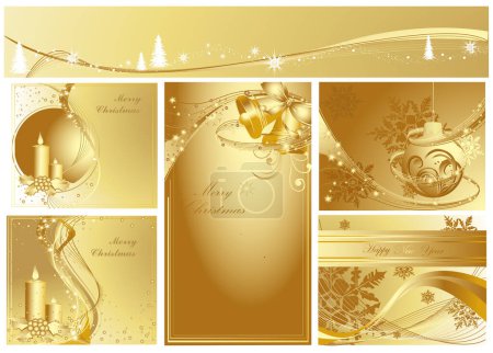 Téléchargez les illustrations : Invitation de fête de Noël. boules dorées - en licence libre de droit