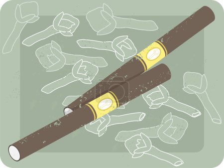 Téléchargez les illustrations : Image de dessin animé de vieux cigare - en licence libre de droit