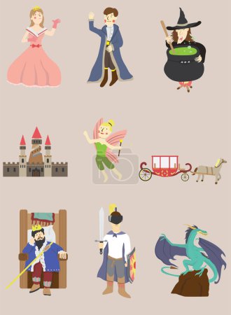 Illustration for Medieval icons set with flat style. vector illustration - Royalty Free Image