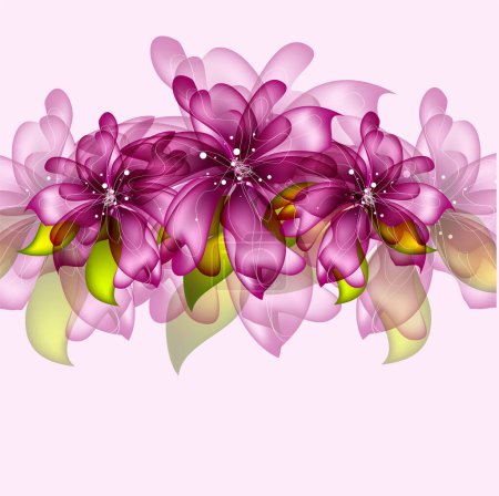 Téléchargez les illustrations : Abstrait fond coloré avec des fleurs, illustration vectorielle - en licence libre de droit