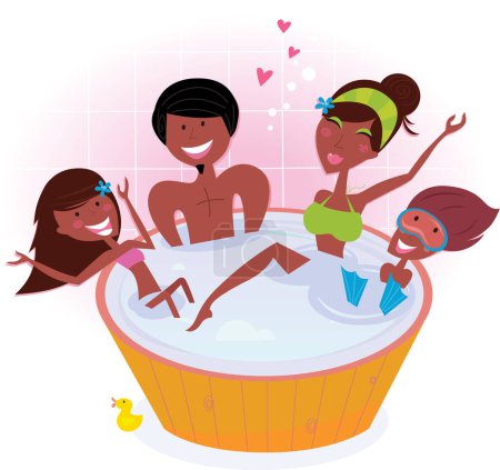 Ilustración de Chicas en la bañera en el spa - Imagen libre de derechos