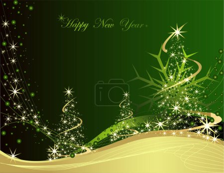 Illustration for Christmas tree with fireworks on the background - Royalty Free Image